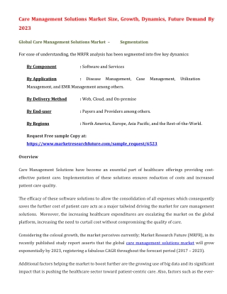 Care Management Solutions Market Size, Growth, Dynamics, Future Demand By 2023