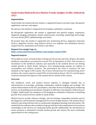 Saudi Arabia Medical Devices Market Trends, Insights, Profile, Outlook By 2023