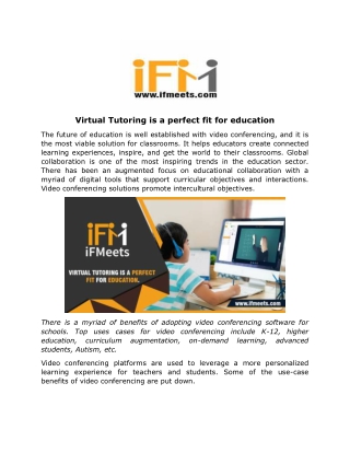 Virtual Tutoring is a perfect fit for education