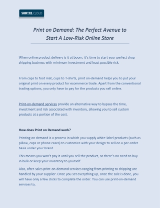 Print on Demand: Way to Start a Low-Risk Online Store