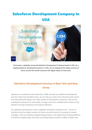Salesforce Development Services | CRM Development Company in USA - Technosip