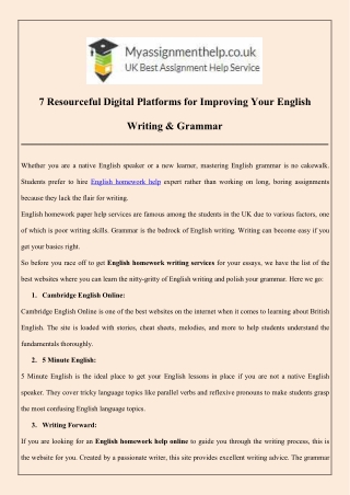 7 Resourceful Digital Platforms for Improving Your English Writing & Grammar