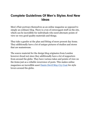 Complete Guidelines Mens Style