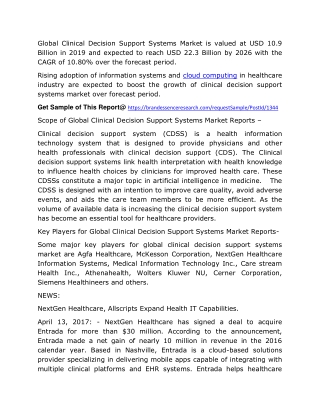 Clinical Decision Support Systems (CDSS) Market Share, Current Trends and Research Development Report to 2025