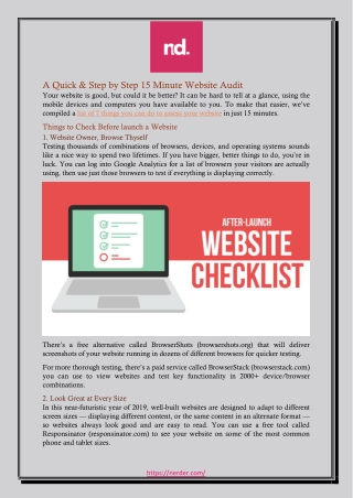 A Quick & Step by Step 15 Minute Website Audit