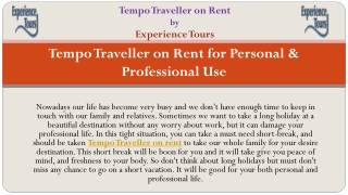 Cheapest Tempo Traveller in Delhi for Personal & Professional Use
