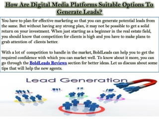 How Are Digital Media Platforms Suitable Options To Generate Leads?