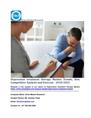 Depression treatment therapy Market Trends, Size, Competitive Analysis and Forecast - 2018-2023