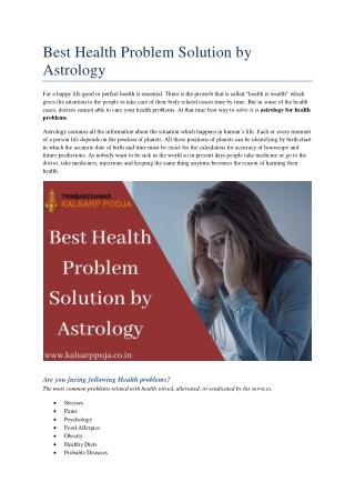 Best Health Problem Solution by Astrology