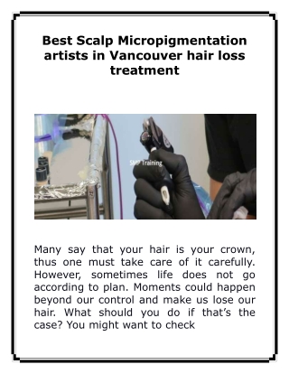 Best Scalp Micropigmentation artists in Vancouver hair loss treatment