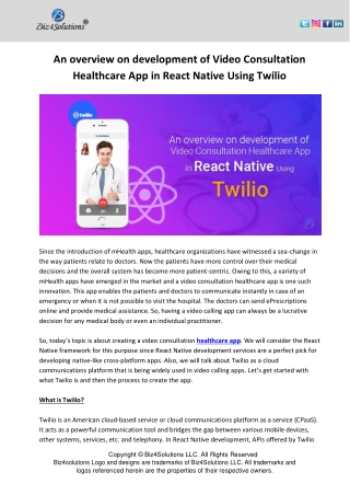 An overview on development of Video Consultation Healthcare App in React Native Using Twilio