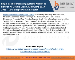 Single-use Bioprocessing Systems Market To Flourish At Double Digit CAGR During 2019–2026 – Data Bridge Market Research