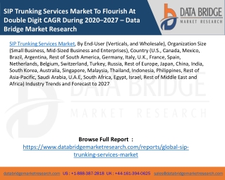 SIP Trunking Services Market To Flourish At Double Digit CAGR During 2020–2027 – Data Bridge Market Research