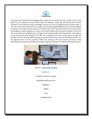 Oracle Fusion Training | CloudShine
