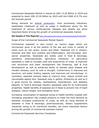 Commercial Seaweeds Market Size, Share and Manufacture Development Analysis Report 2020-2025
