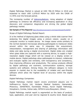 Digital Pathology Market Size, Share and Manufacture Development Analysis Report 2020-2025
