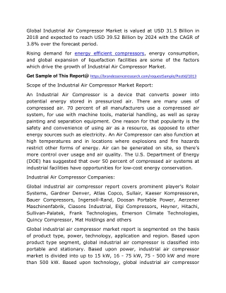 Industrial Air Compressor Market Size, Share and Manufacture Development Analysis Report 2020-2025