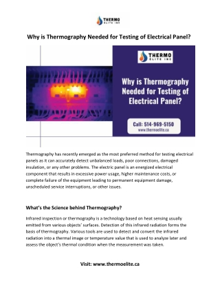 Why Is Thermography Needed For Testing Of Electrical Panel?