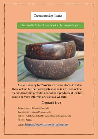 Sustainable Online Stores In India | Zerowasteshop.in