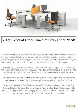 7 Key Pieces of Office Furniture Every Office Needs