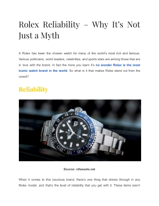 Rolex Reliability – Why It’s Not Just a Myth