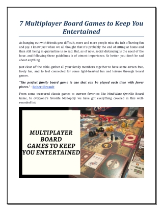 Top 7 Multiplayer Board Games