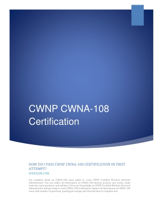 How Do I Pass CWNP CWNA-108 Certification in First Attempt?