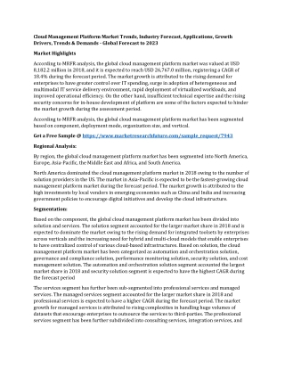 Cloud Management Platform Market Trends, Industry Forecast, Applications, Growth Drivers, Trends & Demands - Global Fore