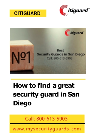 Tips to Find a Great Security Guard in San Diego