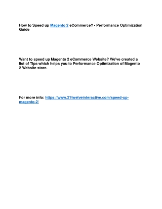 How to Speed up Magento 2 eCommerce? - Performance Optimization Guide