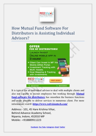 How Mutual Fund Software For Distributors is Assisting Individual Advisors?