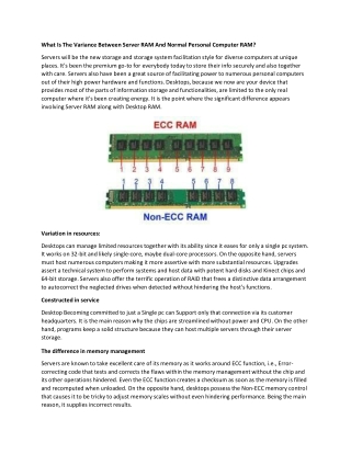 What Is The Variance Between Server RAM And Normal Personal Computer RAM?