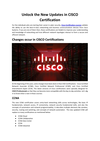 Unlock the New Updates in CISCO Certification