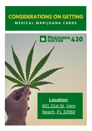 Considerations On Getting Medical Marijuana Cards