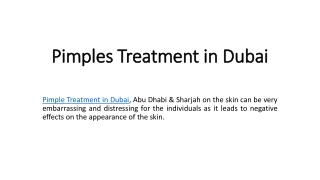 Pimple Treatment in Dubai