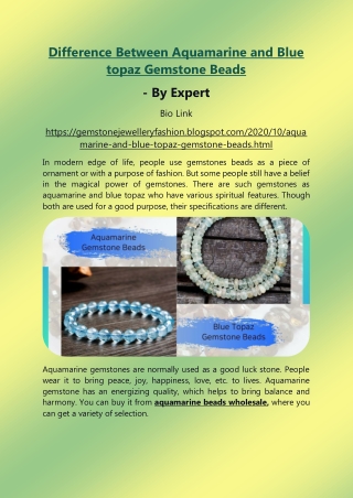 Difference Between Aquamarine and Blue Topaz Gemstone Beads