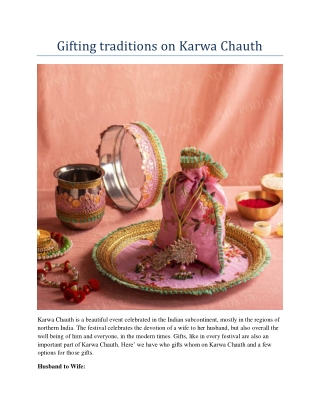 Gifting traditions on Karwa Chauth