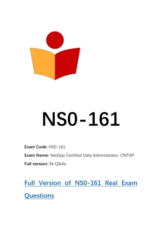 Netapp NS0-161 Exam Questions and Answers