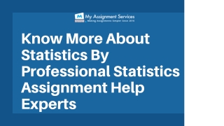 Statistics Assignment Help by My Assignment Services