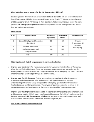 What is the best way to prepare for the SSC Stenographer skill test?