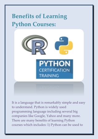 Benefits of Learning Python Courses: