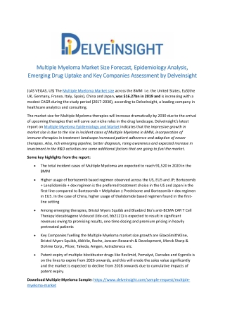 Multiple Myeloma Market Size Forecast, Epidemiology Analysis, Emerging Drug Uptake and Key Companies Assessment by Delve