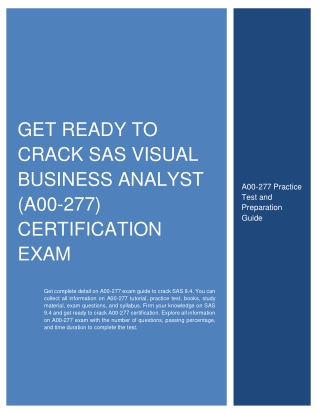 Get Ready to Crack SAS Visual Business Analyst (A00-277) Certification Exam