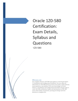 [PDF] Oracle 1Z0-580 Certification: Exam Details, Syllabus and Questions