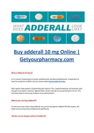 Buy adderall 10 mg Online | Getyourpharmacy.com