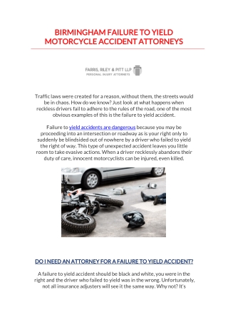 Birmingham Failure To Yield Motorcycle Accident Attorneys