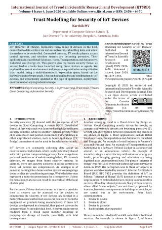 Trust Modelling for Security of IoT Devices