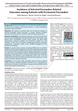 Incidence of Selected Pacemaker Related Outcomes among Patients with Permanent Pacemaker