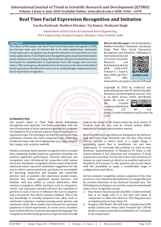 Real Time Facial Expression Recognition and Imitation