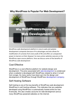 word press is a popular for web development